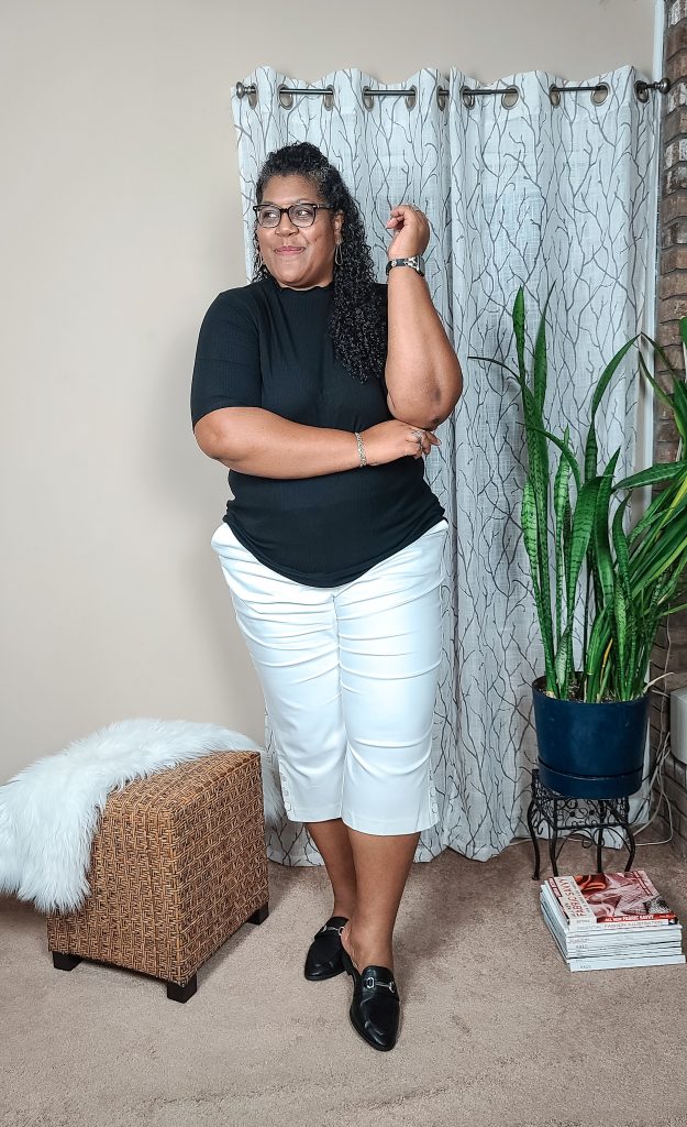 White crops and black top